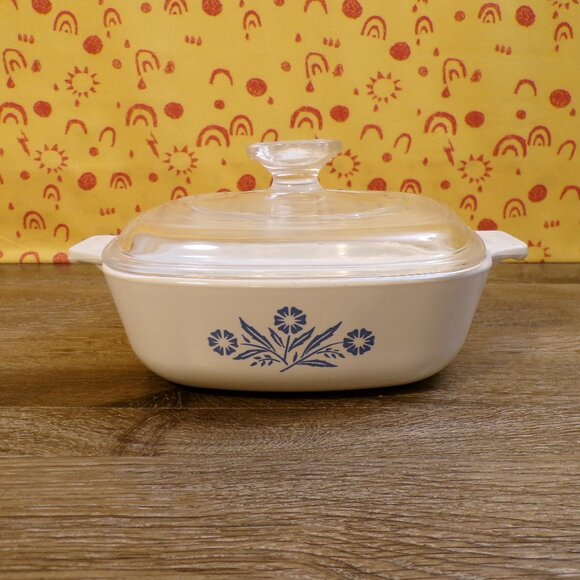 Corning Ware VTG Blue Cornflower P-1-B 7" 1 Qt Casserole Dish w/Pyrex Lid A7C - Picture 1 of 15